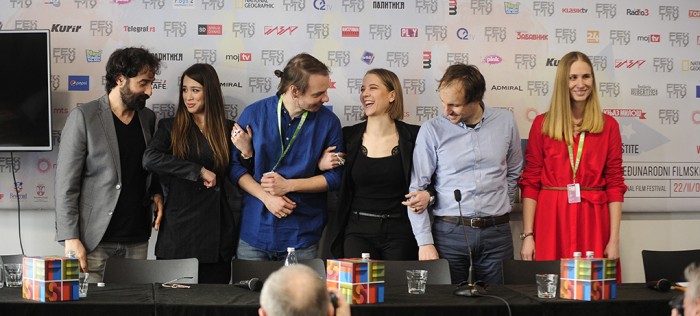 Beograd 27.02.2019. Fest 2019, ekipa filma Rezi u sastavu Kosta Djordjevic, reditelj, Dragan Nikolic, scenarista, Kristina Jovanovic, glumica, Djurdjina Radic, glumica, Milos Ivanovic, producent, ...