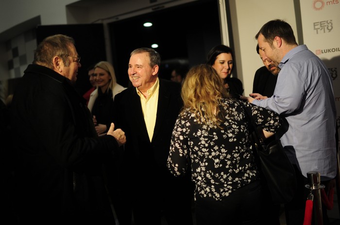 Beograd 28.02.2019. Fest 2019, Goran Markovic i ekipa filma Delirijum tremens poklonila se publici kombank dvorane posle projekcije filma. foto Dusan Milenkovic