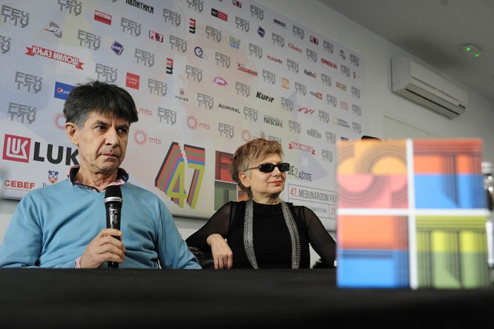 Beograd 28.02.2019. Fest 2019, ekipa crtanog filma KOLEKCIONAR, u sastavu Milorad Krstic, reditelj i scenarista, Radmila Roczkov, scenarista, odrzalanje konferenciju za novinare. foto Dusan ...